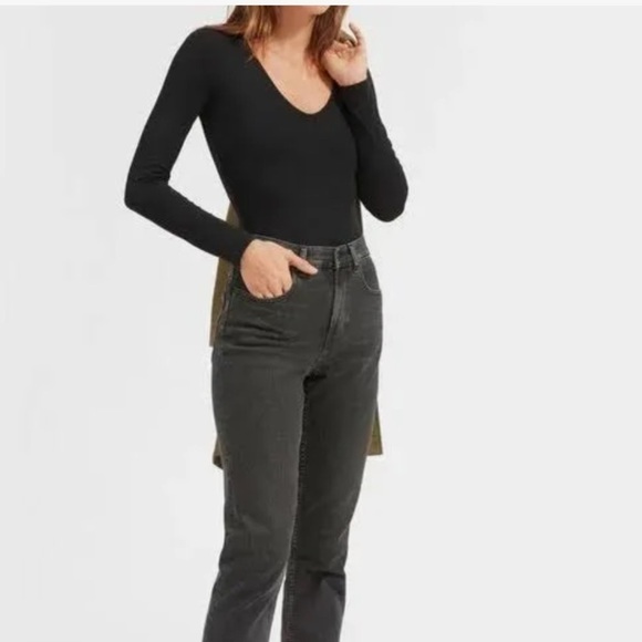NWT Everlane The Long V-Neck Bodysuit in Black Size M - Picture 1 of 8